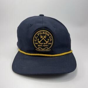 Filson Rope Trucker Snapback Hat Navy Anchor Filson Logo Patch Yellow Rope